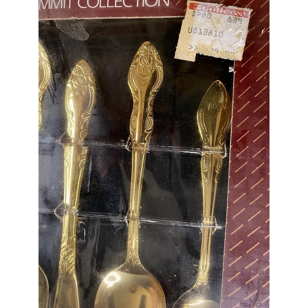 NEW Stanley Roberts Rogers Gold Precious Rose 20pc Electroplated Flatware VTG